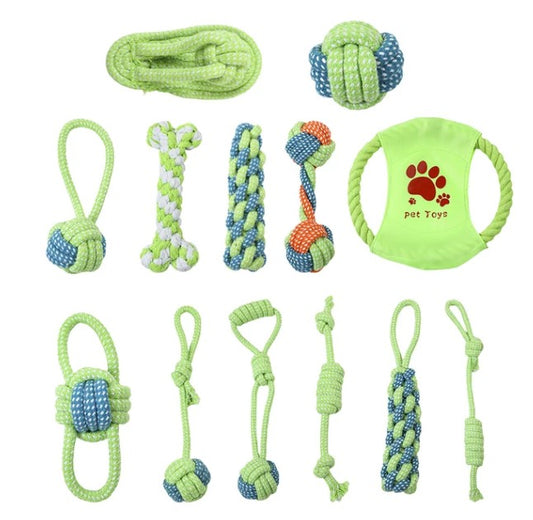 13PCS Set Dog Cotton Rope Teeth Cleaning Chewing Toys
