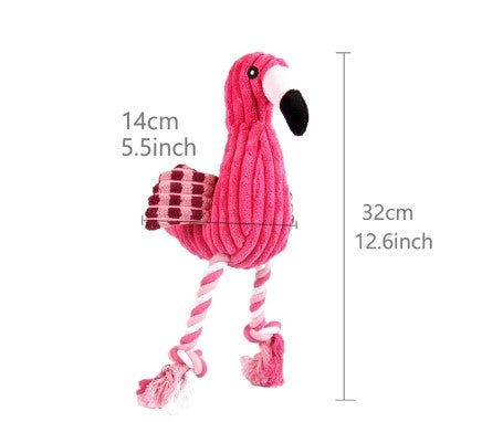 Flamingo Dog Chew Toy w Rope
